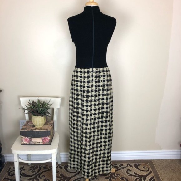 VTG Houndstooth dress long sleeveless tall sweater - Picture 2 of 8